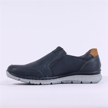 Imac Bergamo Slip On Casual Shoe - Navy Tan Leather